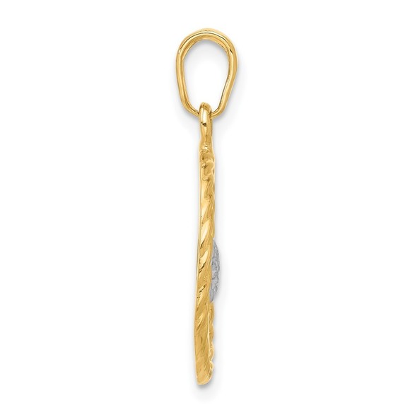 14K Gold and White Rhodium D/C Heart Mom Pendant - Picture 4 of 4